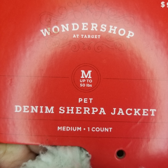 New Wondershop Pet Denim Dog Jacket with Sherpa Collar Size Medium - Picture 3 of 6